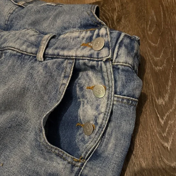 12th Tribe Light Blue Distressed Denim Overalls - Picture 3 of 5